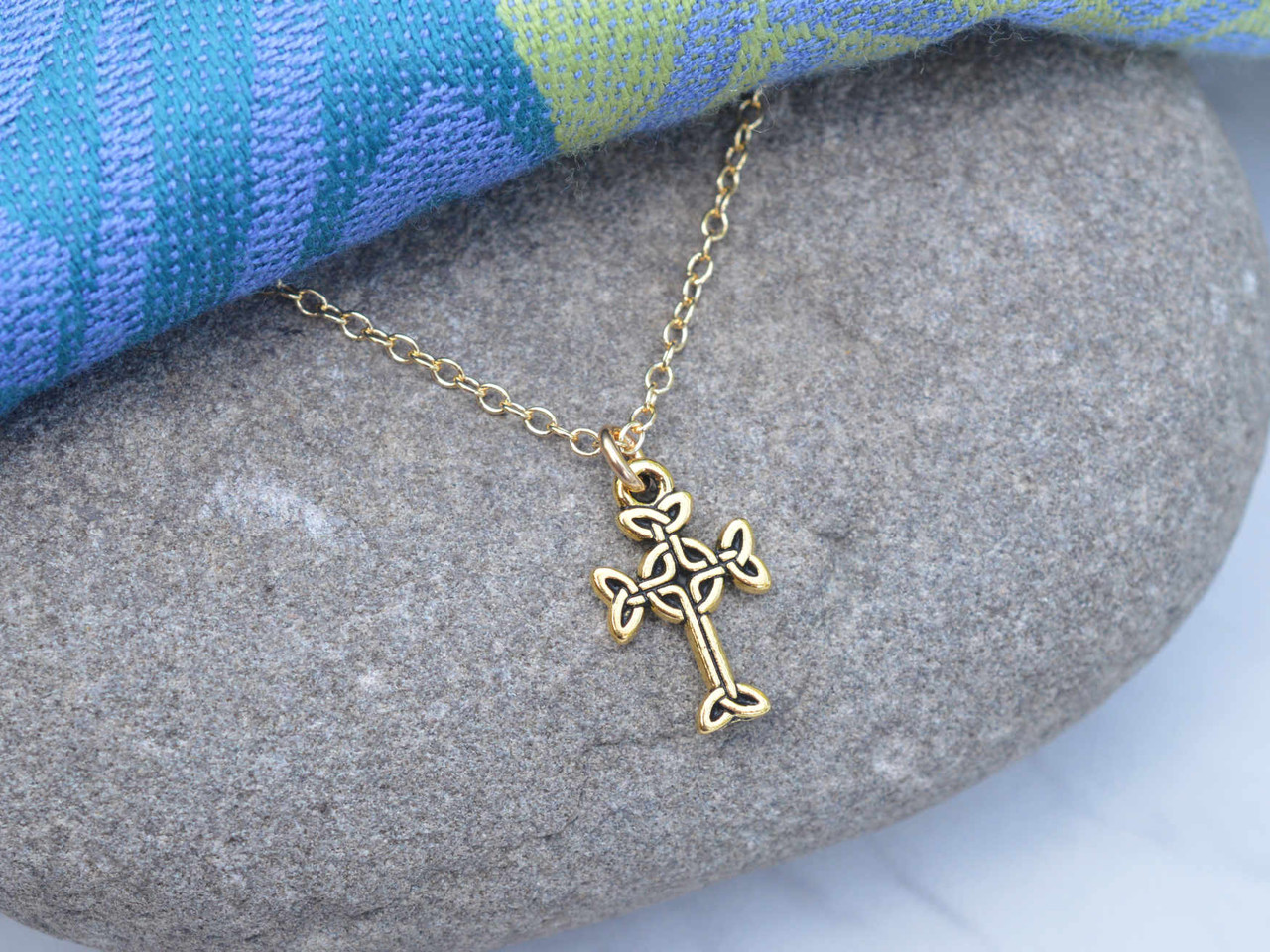 Gold Celtic Cross Necklaces from Dublin, Ireland