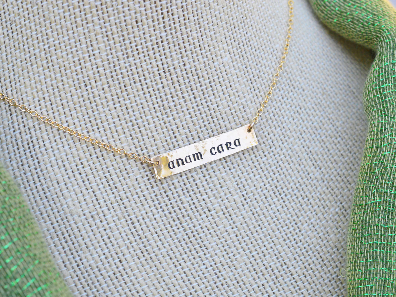 Anam Cara Gold Bar Necklace - Peat Fire 