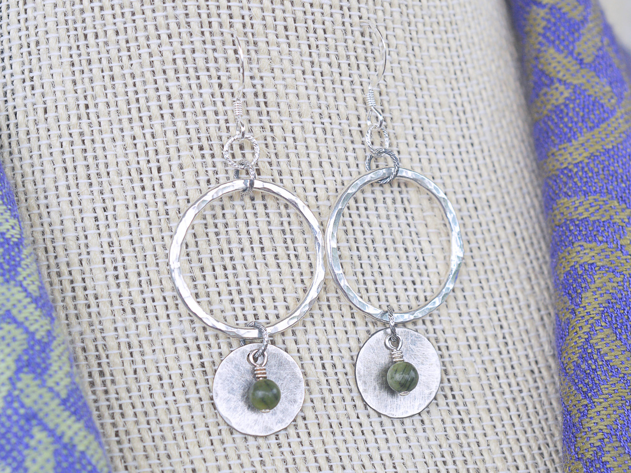 Oxidized Ceili Sterling and Fine Silver Earrings with Connemara Marble Beads