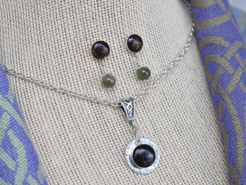 Irish Earth Sterling Silver Earrings with Connemara Marble