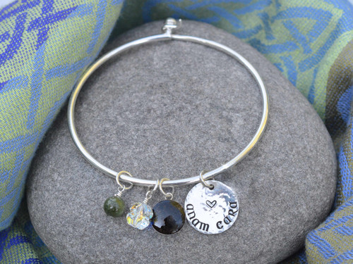 Allana Sterling Silver Charm Hook Bangle Bracelet with Celtic Charms 