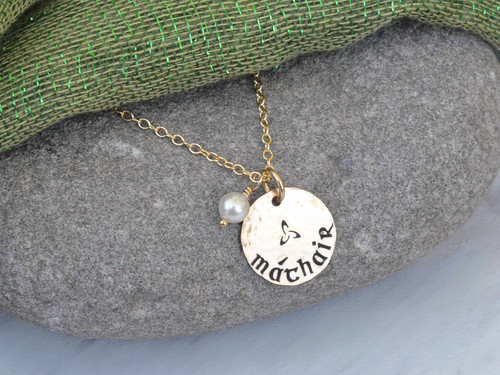 Máthair (Mother in Gaelic) Hand-Stamped Gold-Filled Necklace  Máthair (Mother in Gaelic) Hand-Stamped Gold-Filled Necklace
