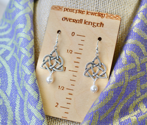 European Crystal Pearl Eternal Heart Sterling Silver Earrings