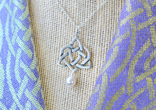 European Crystal Pearl Eternal Heart Sterling Silver Necklace
