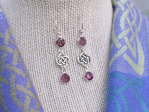 Queen of Dromoland Castle Eternal Celtic Knot and European Crystal Silver Earrings