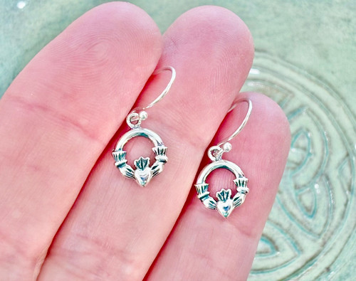 Petite Sterling Silver Claddagh Earrings