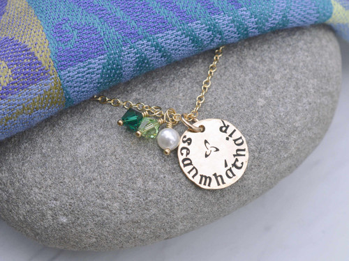Seanmháthair (Grandmother in Gaelic) Hand-Stamped Gold-Filled Necklace  Seanmháthair (Grandmother in Gaelic) Hand-Stamped Gold-Filled Necklace