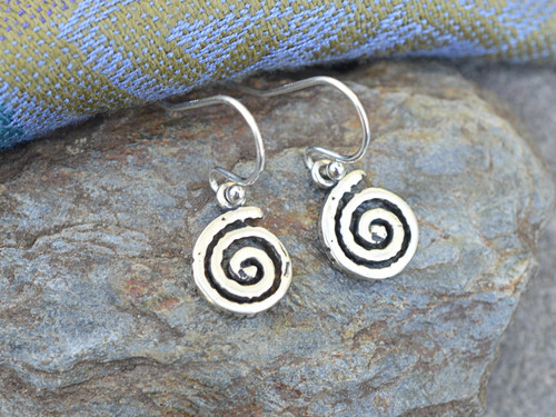 Rustic Spiral of Life Sterling Silver Earrings