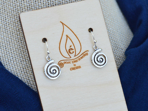 Rustic Spiral of Life Sterling Silver Earrings