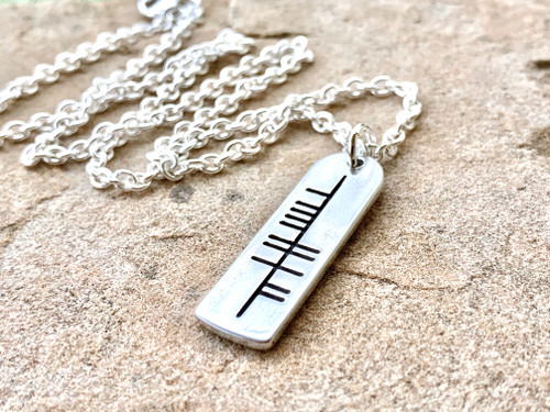The Ogham 'Laoch' Warrior Stone Sterling Silver Necklace