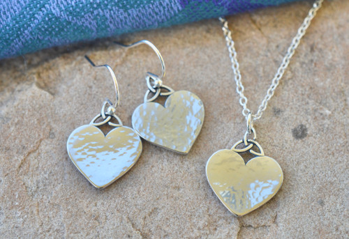 Trinity Heart Sterling Silver Hand Hammered Earrings