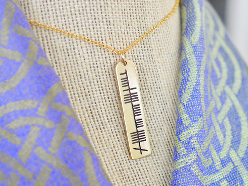 The Ogham 'Misneach' Courage Stone Yellow Bronze Necklace