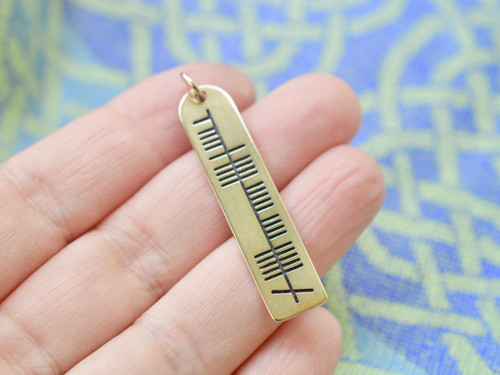 The Ogham 'Misneach' Courage Stone Yellow Bronze Necklace