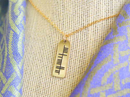 The Ogham 'Dochas' Hope Stone Yellow Bronze Necklace