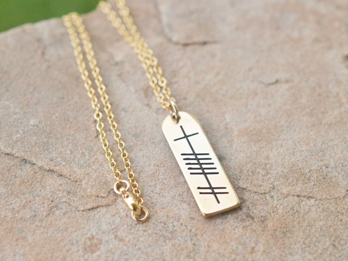 The Ogham 'Grá' Love Stone Yellow Bronze Necklace