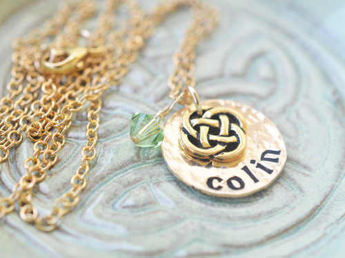 Celtic Knot Custom Name Pendant Gold Necklace