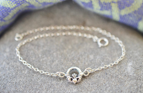 Irish Claddagh Sterling Silver Bracelet
