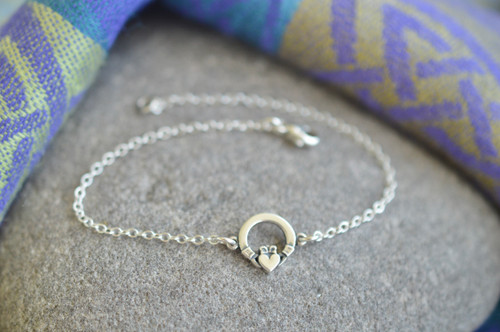 Irish Claddagh Sterling Silver Bracelet