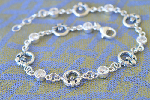 Love Forever Claddagh Sterling Silver and Cubic Zirconia Bracelet
