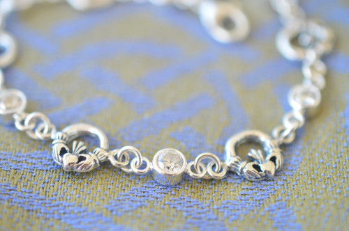 Love Forever Claddagh Sterling Silver and Cubic Zirconia Bracelet