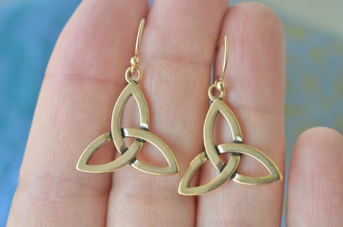 Classic Trinity Knot Yellow Bronze Earrings