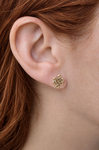 Eternity Knot Yellow Bronze Stud Earrings