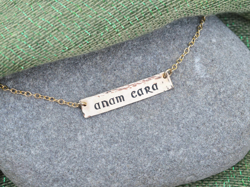 Anam Cara Gold Bar Necklace - Peat Fire 