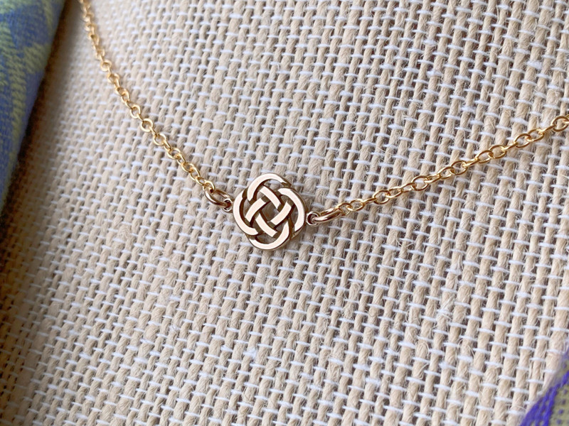 Gold Celtic Cross with Green enamel Necklace — WE ARE ALL SMITH