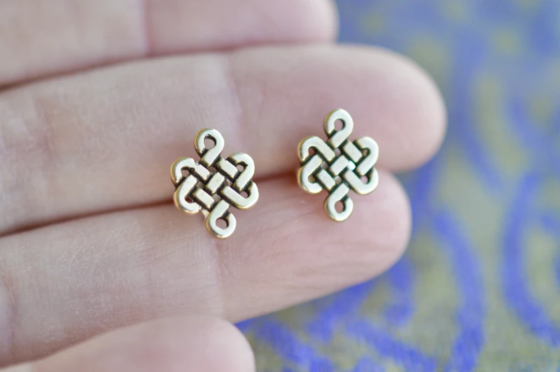 Eternity Knot Yellow Bronze Stud Earrings