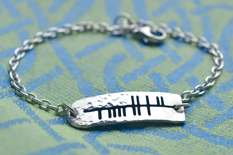 The Ogham 'Laoch' Warrior Stone Sterling Silver Bracelet