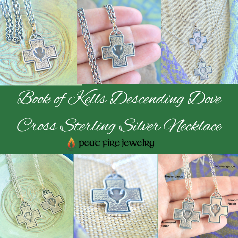 Introducing the new Peat Fire Jewelry Book of Kells Descending Dove Cross Necklace!