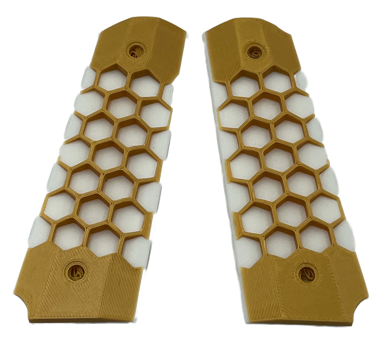 Paintballshop - 45 Grip Panels - Hex - White/Gold