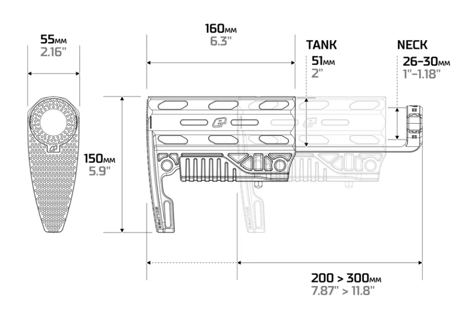 Eclipse - EMC Adjustable Tank Stock - Black
