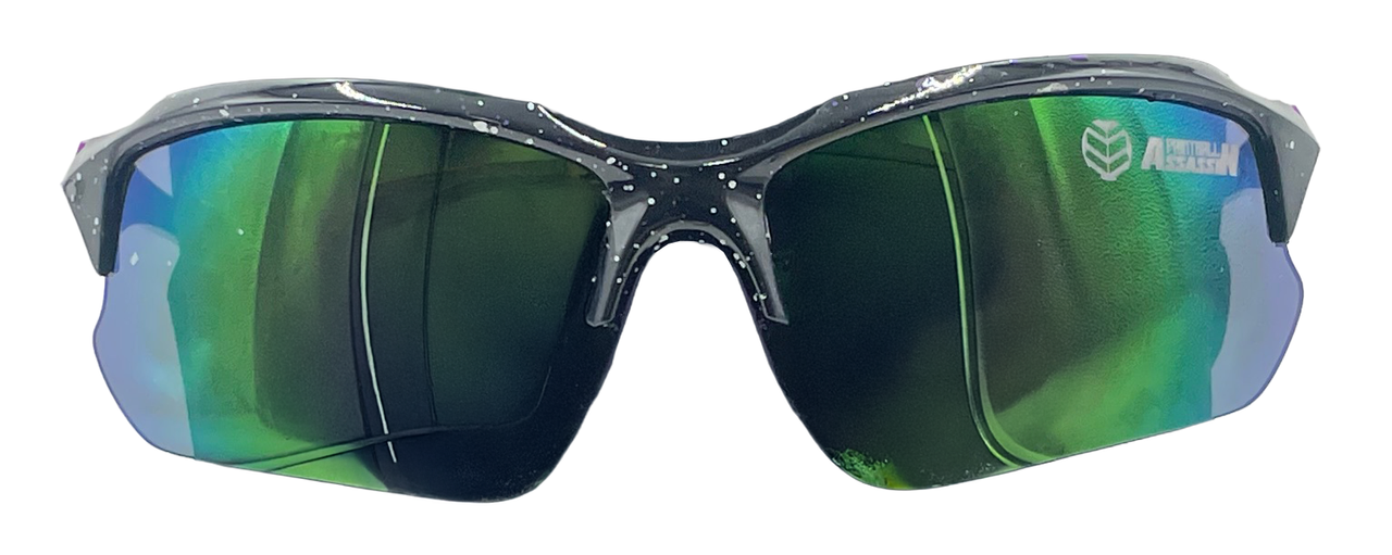 Paintball Assassin - Blade Glasses - Purple Galaxy Frame - Green Mirror