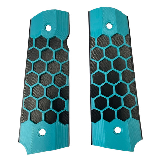 Paintballshop - 45 Grip Panels - Hex - Black/Turquoise