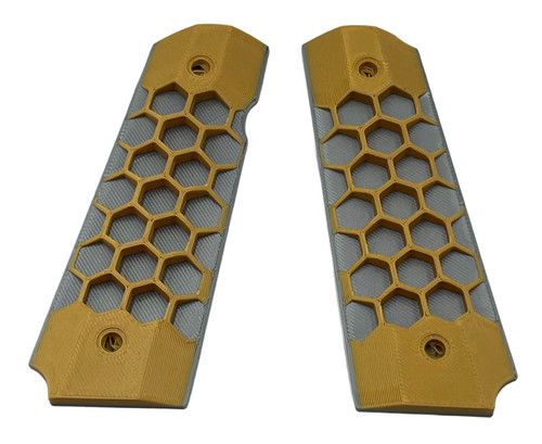 Paintballshop - 45 Grip Panels - Hex - Silver/Gold