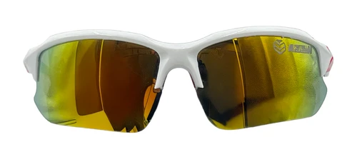 Paintball Assassin - Blade Glasses - White/Red Frame - Gold Mirror