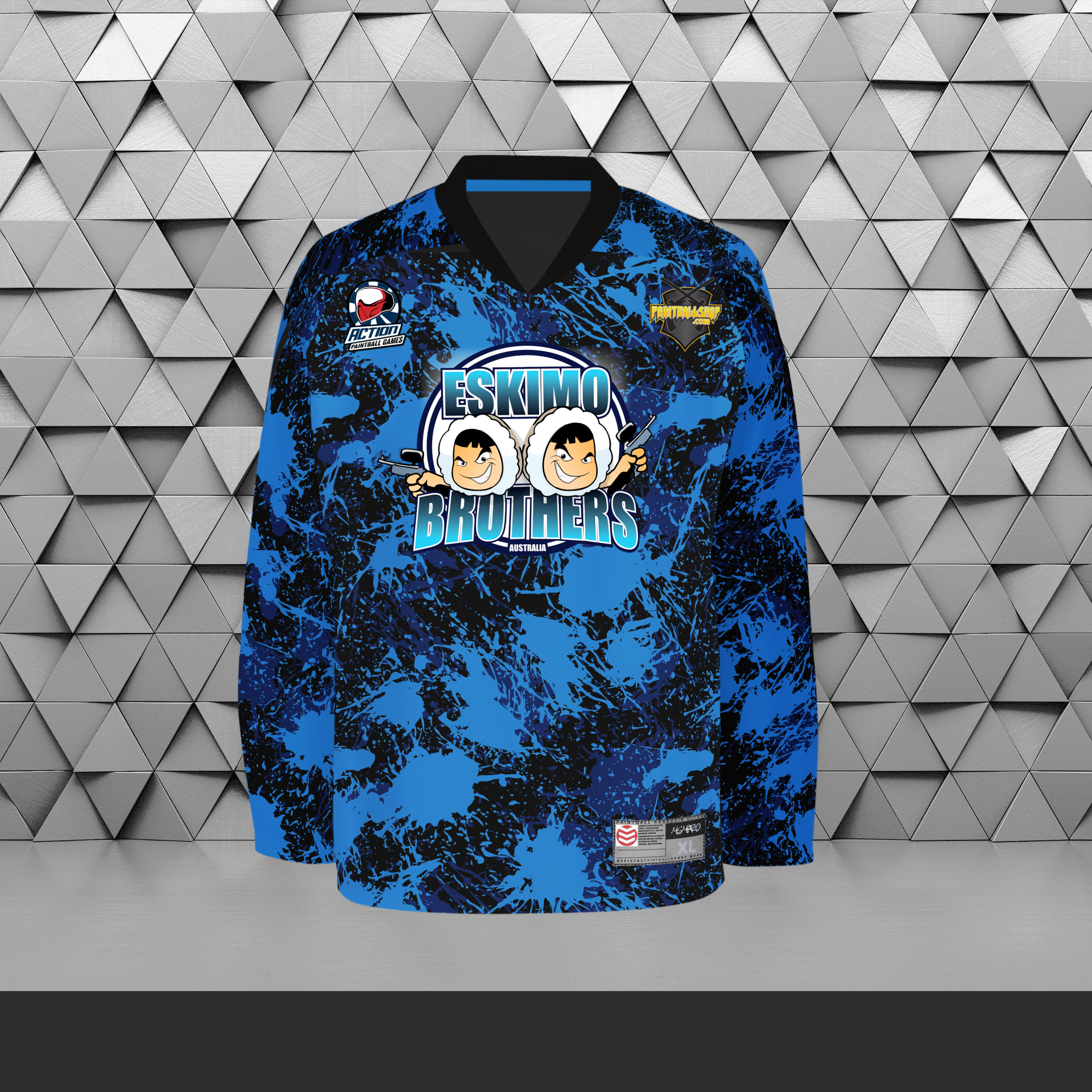 PJZ11 Purple Blue Abstract Hexagone Custom Paintball Jerseys | YoungSpeeds