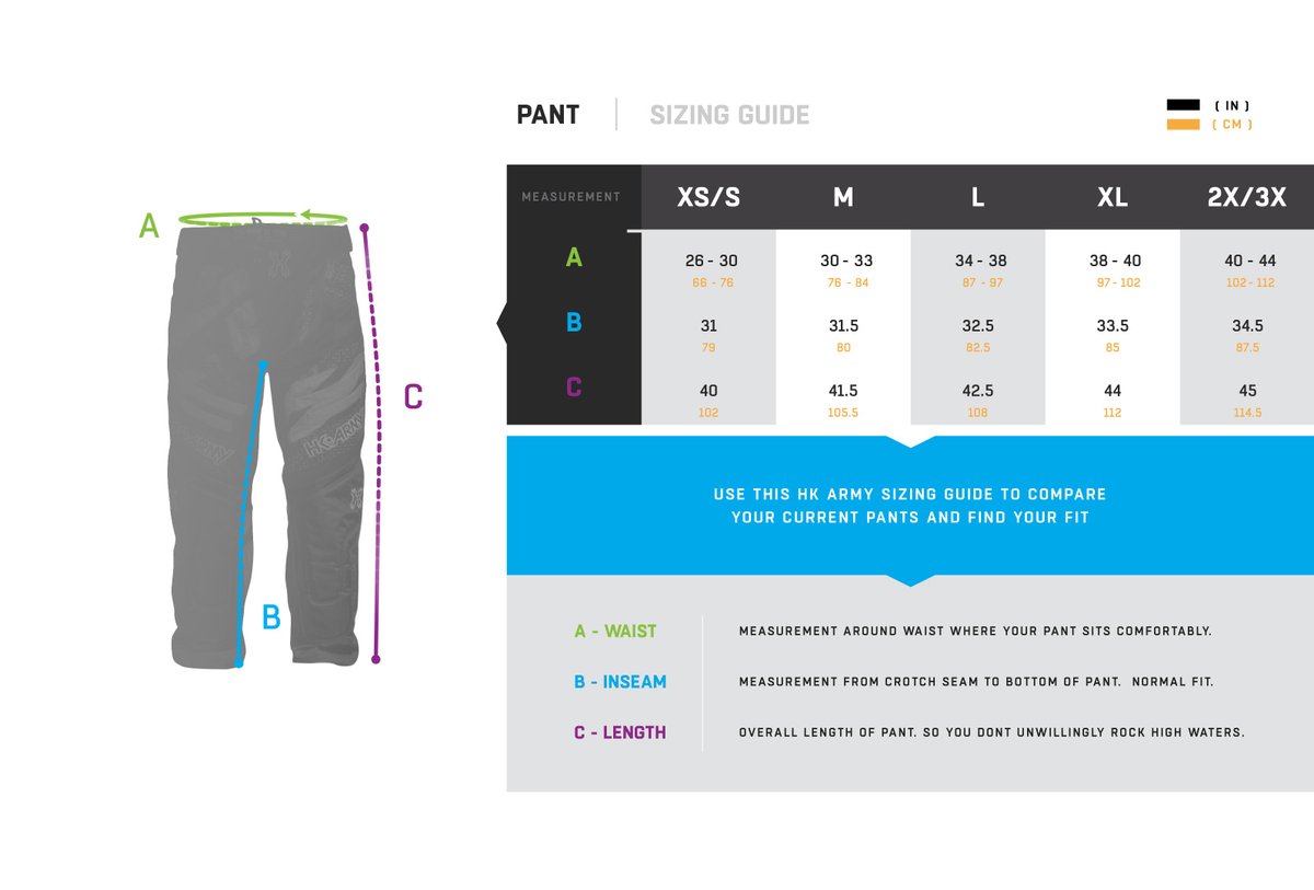 Sizing Charts - Infamous Paintball