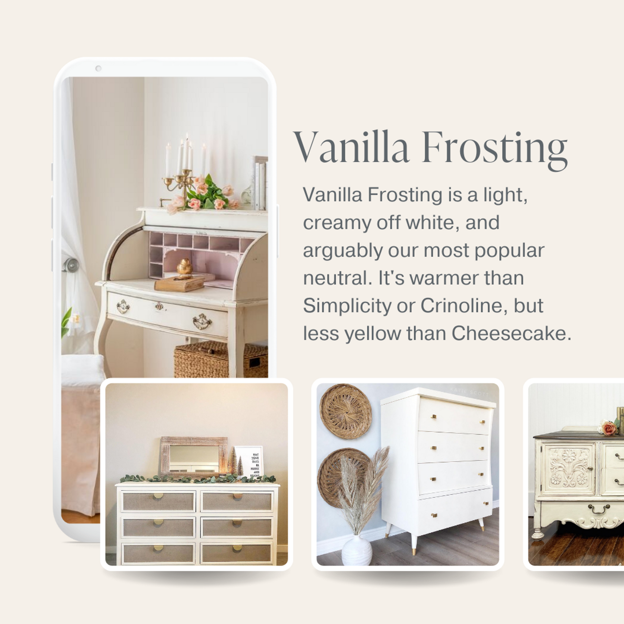 Driftwood Changing Table in Vanilla Frosting - Country Chic Paint
