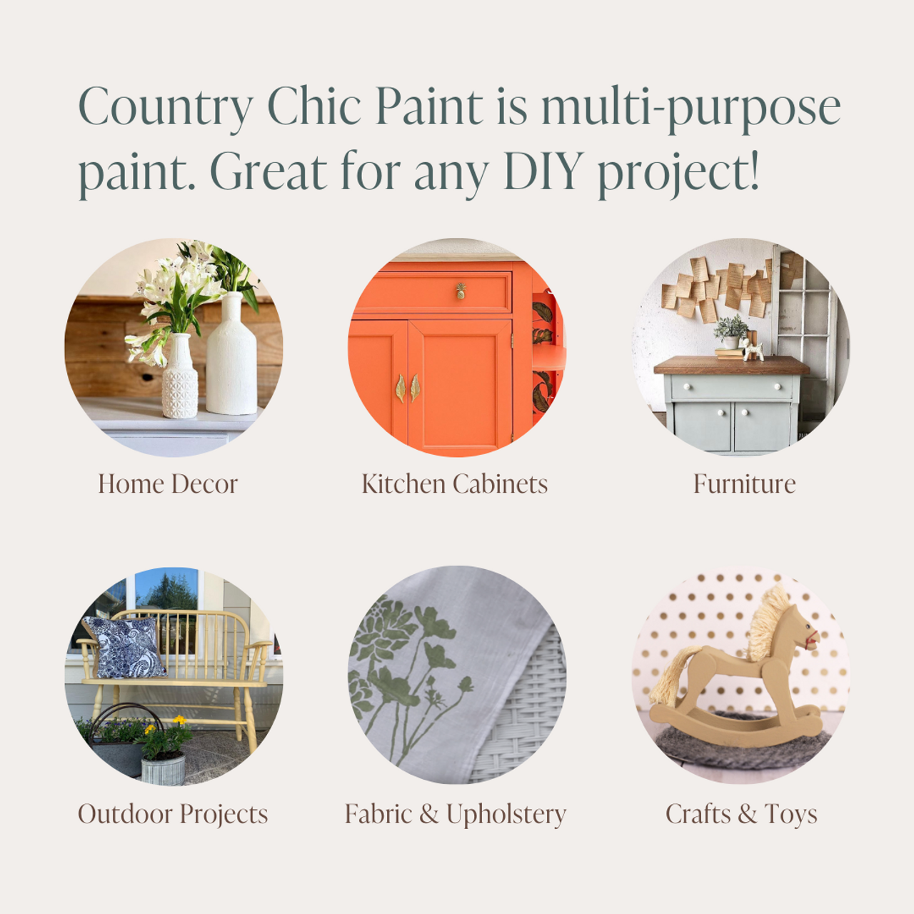 Shabby Chic Chalk Furniture Paint: Luxurious Chalk Finish Craft Paint for Home Decor, DIY, Wood Cabinets - All-in-One Paints with Rustic Matte