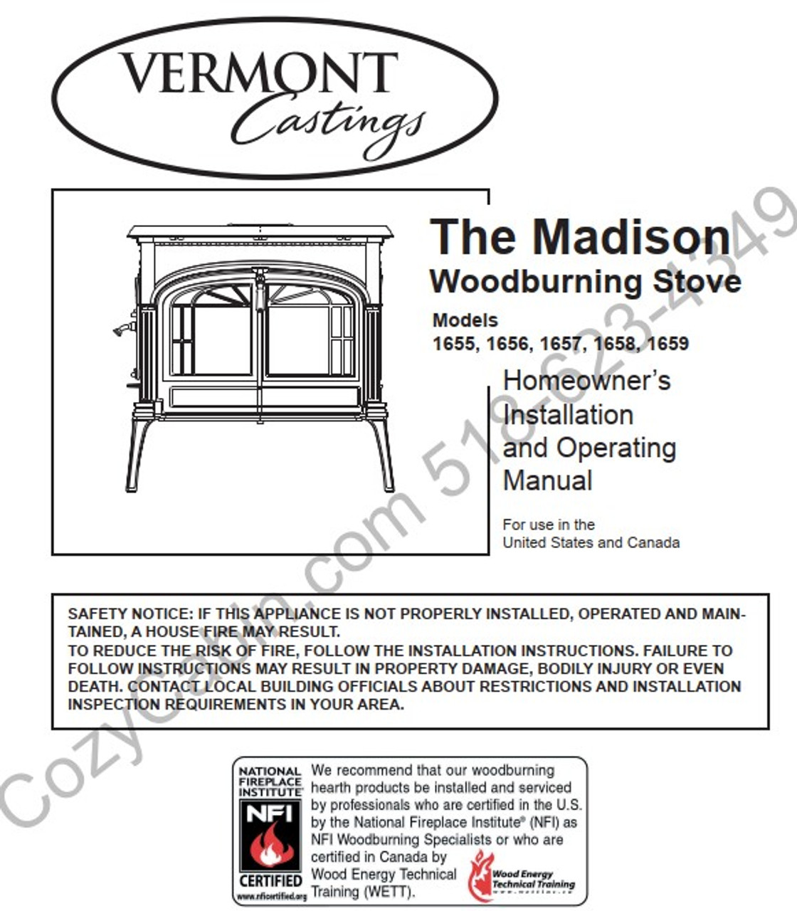 Madison Woodburning Stove Installation and Operation Manual