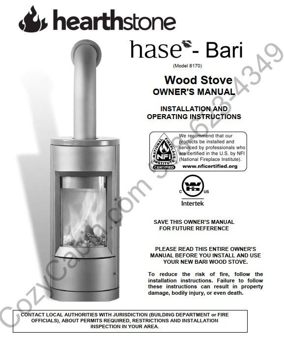 hase Bari Wood Stove - 8170 Installation and Operation Manual