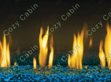 Blue beads in fire