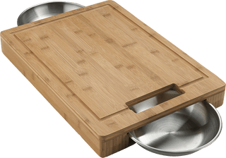 Cutting Board with Stainless Steel Bowls - 70012