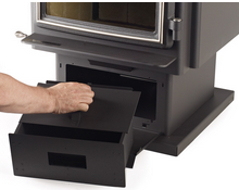 ash drawer being pulled out of stove
