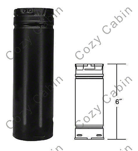 Black 6 Inch Straight Length Pipe