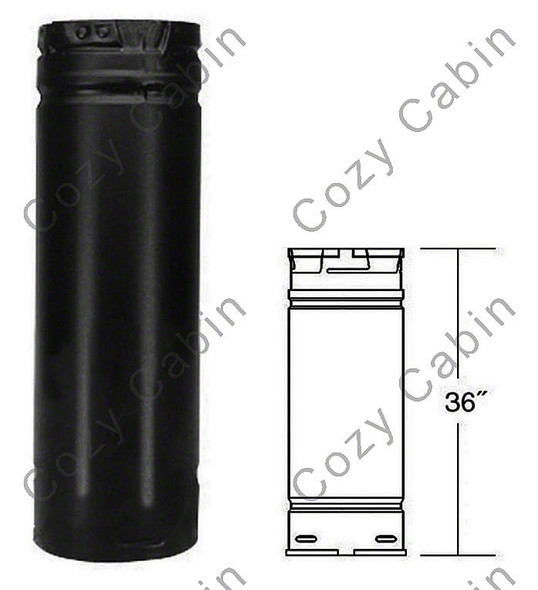 Black 36 Inch Straight Length Pipe