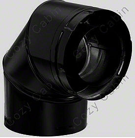 90 Degree 4 Inch x 6-5/8 Inch Inner Diameter Black Elbow