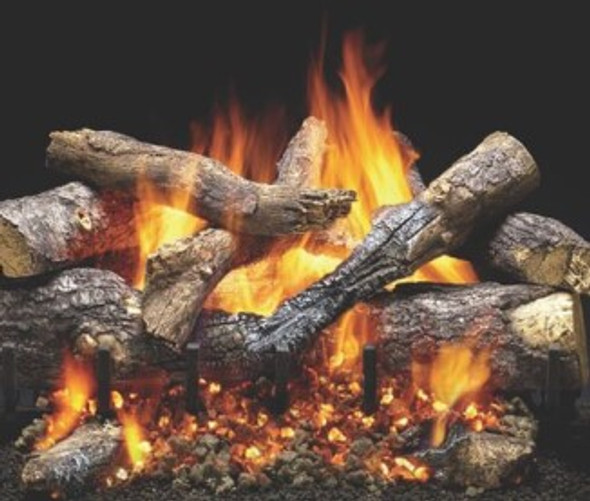 Grand Oak log set burning